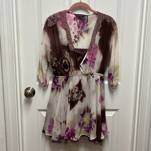 Guess Layered Lace‎ Purple Slip-dress Small